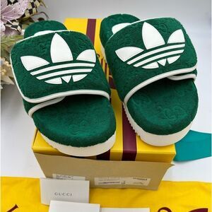Men’s Gucci X Adidas, GG monogram, limited edition slides size 8, made i…